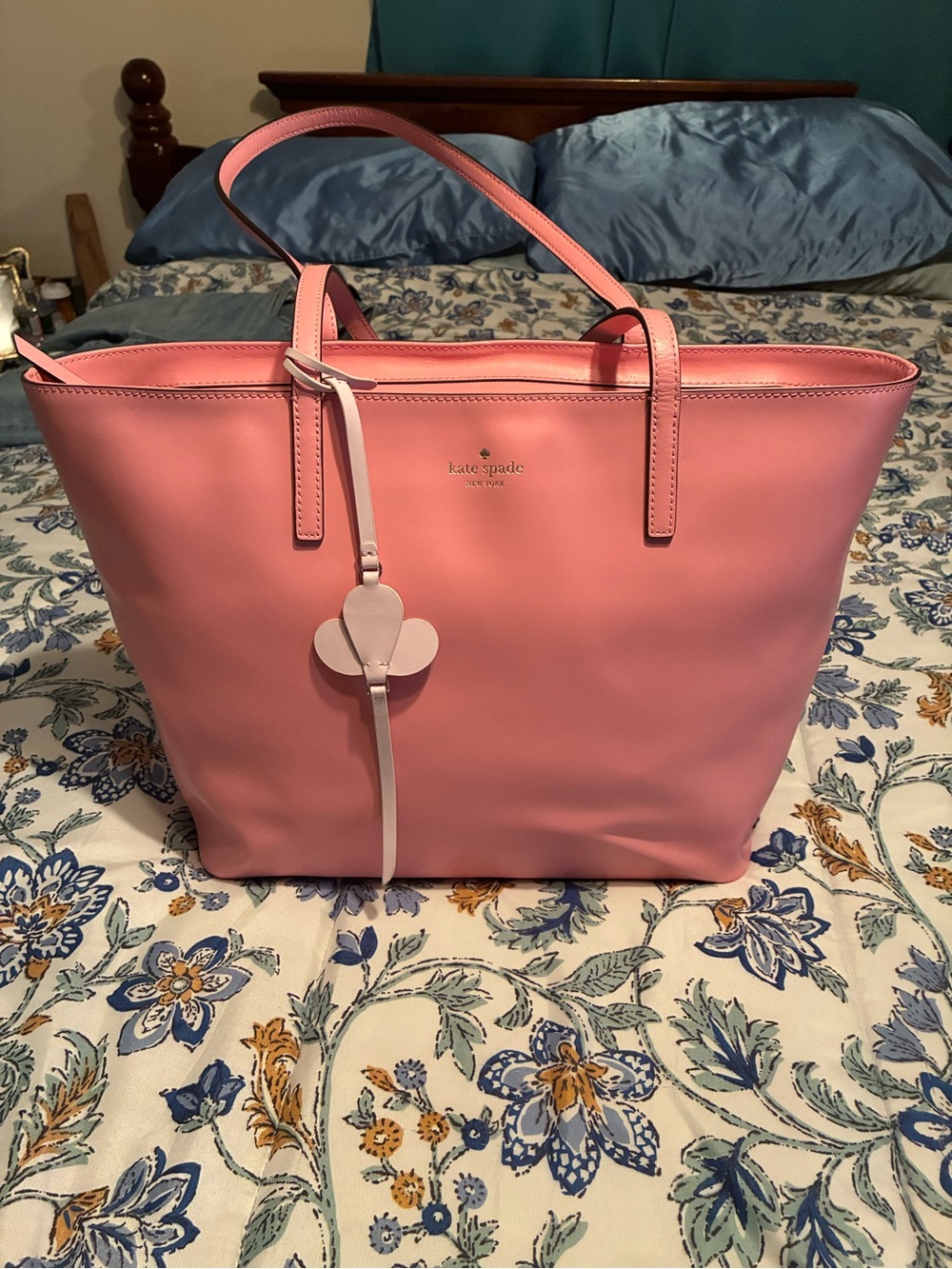 kate spade Pink Leather Tote with flower Charm